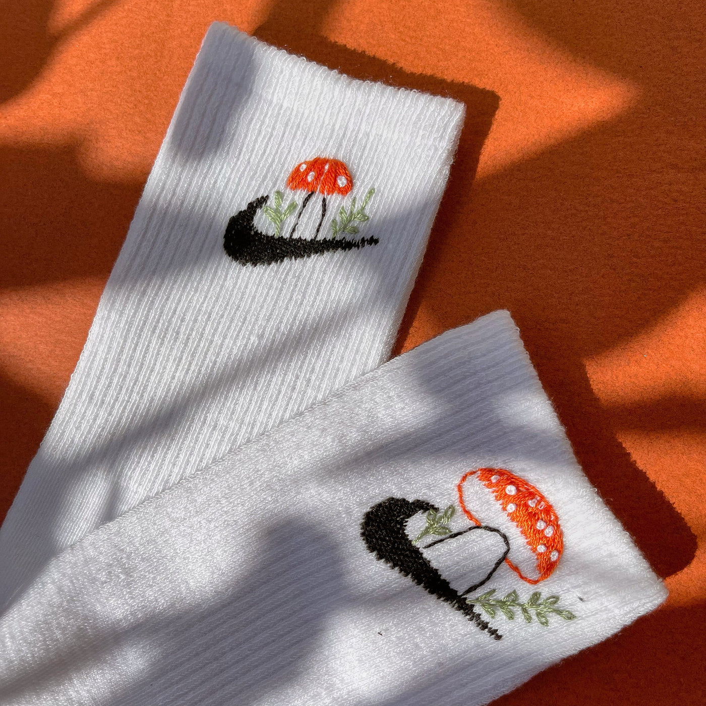 Embroidered Mushroom Socks
