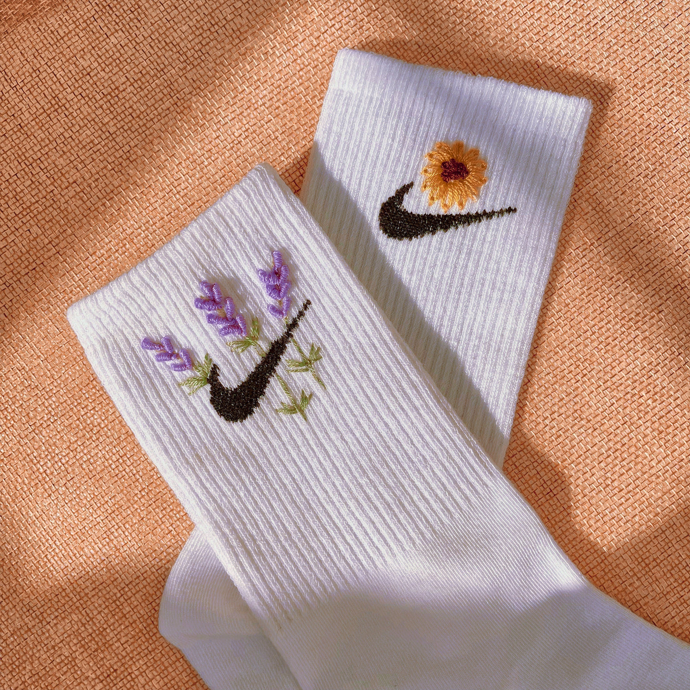 Embroidered Sunflowers Socks