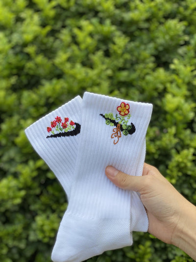 Custom Embroidery Flower Socks
