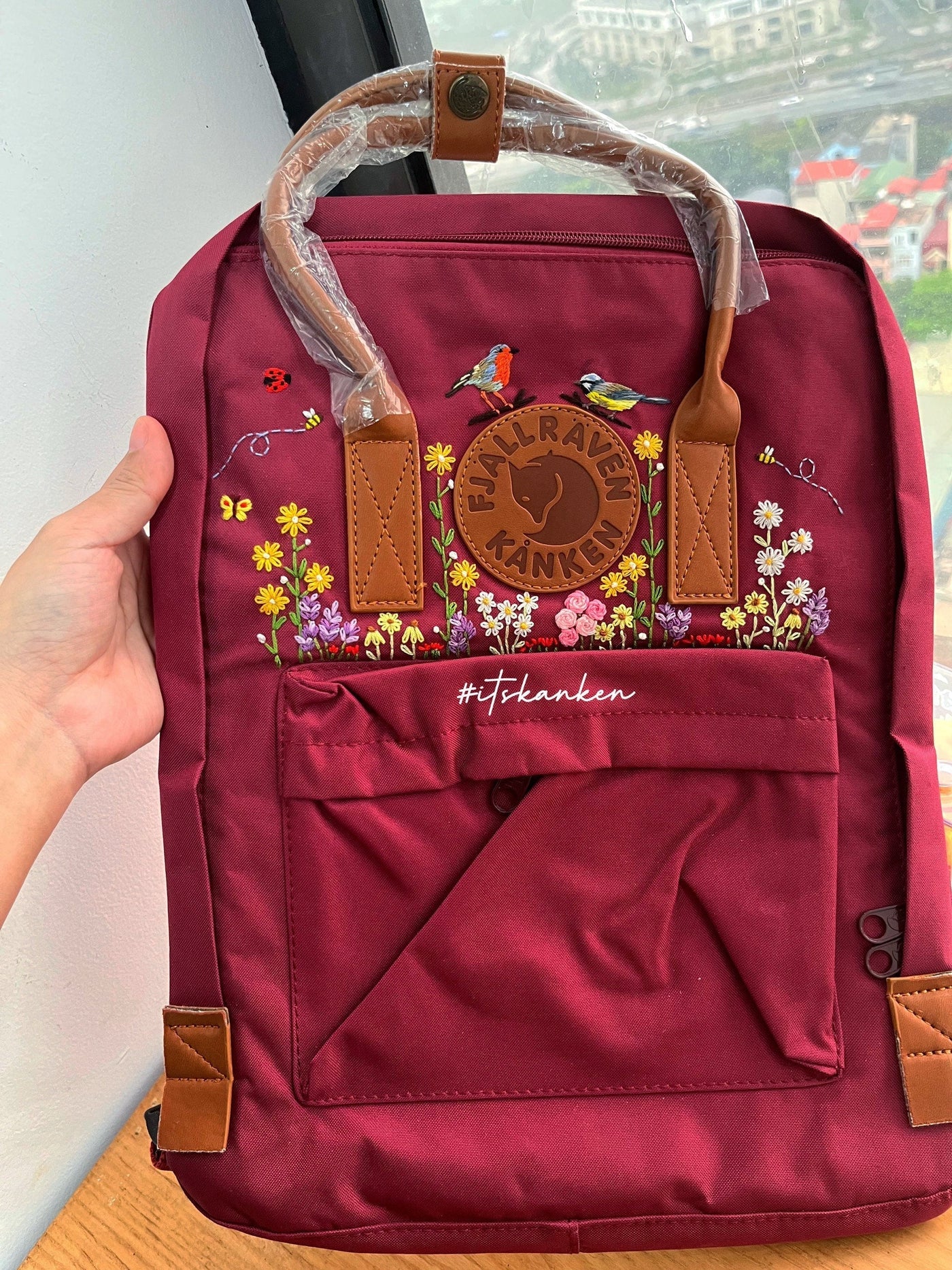 Kaken Backpack Colorful Flowers Embroidery