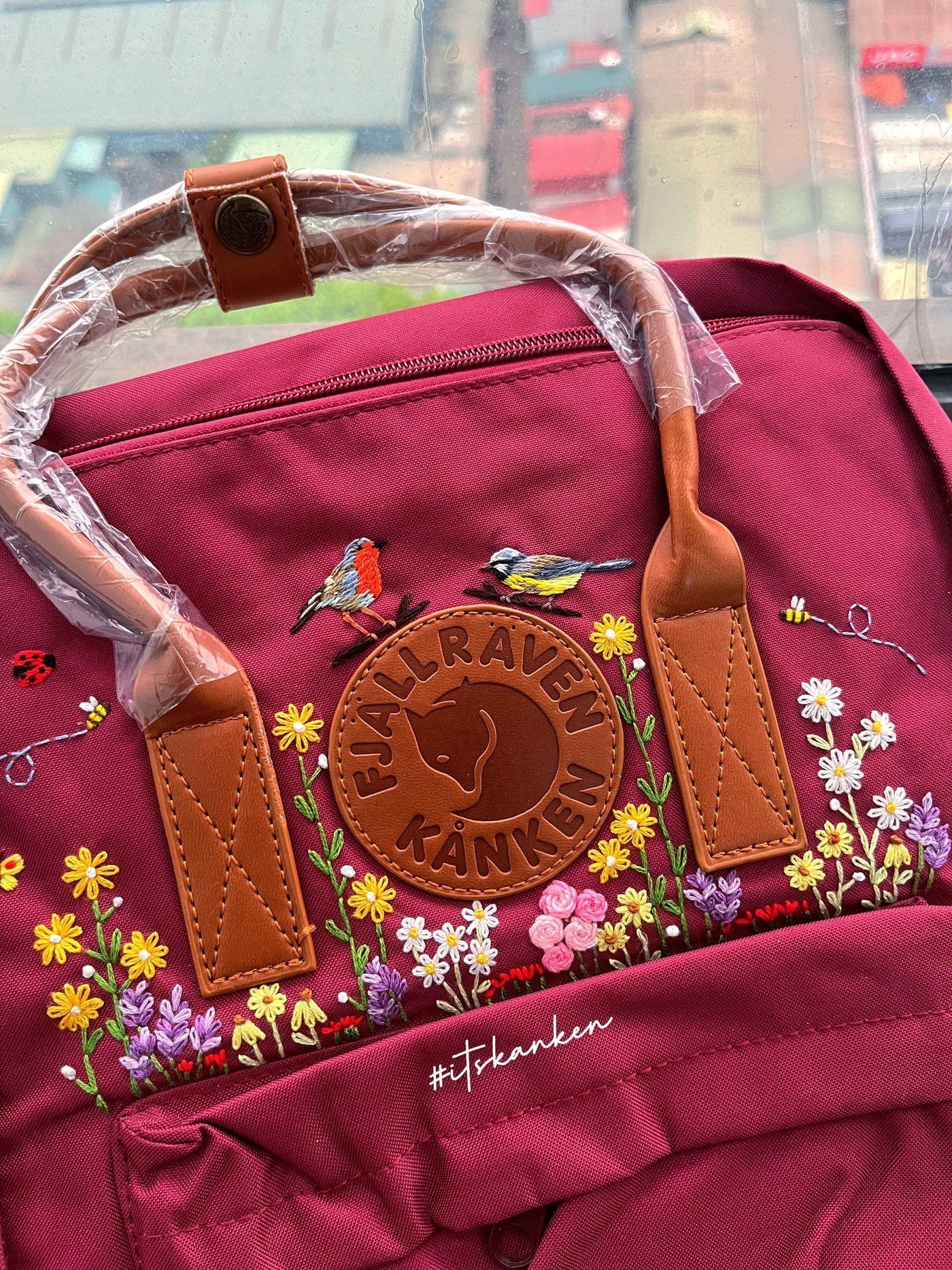 Kaken Backpack Colorful Flowers Embroidery