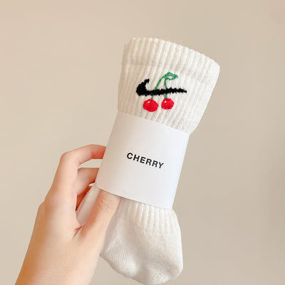 Embroidery Cherry Nike Socks